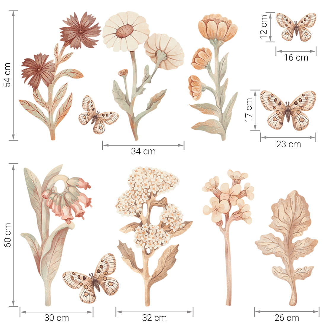 Pastelowe Love, Seinätarra Setti, Flowers Boho 1