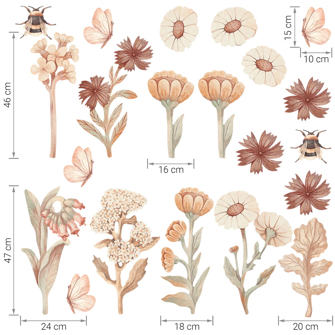 Pastelowe Love, Seinätarra Setti, Flowers Boho 2