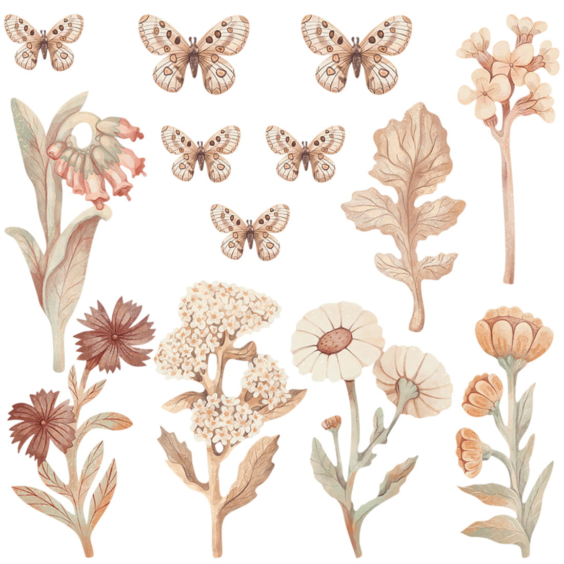 Pastelowe Love, Seinätarra Setti, Flowers Boho 1
