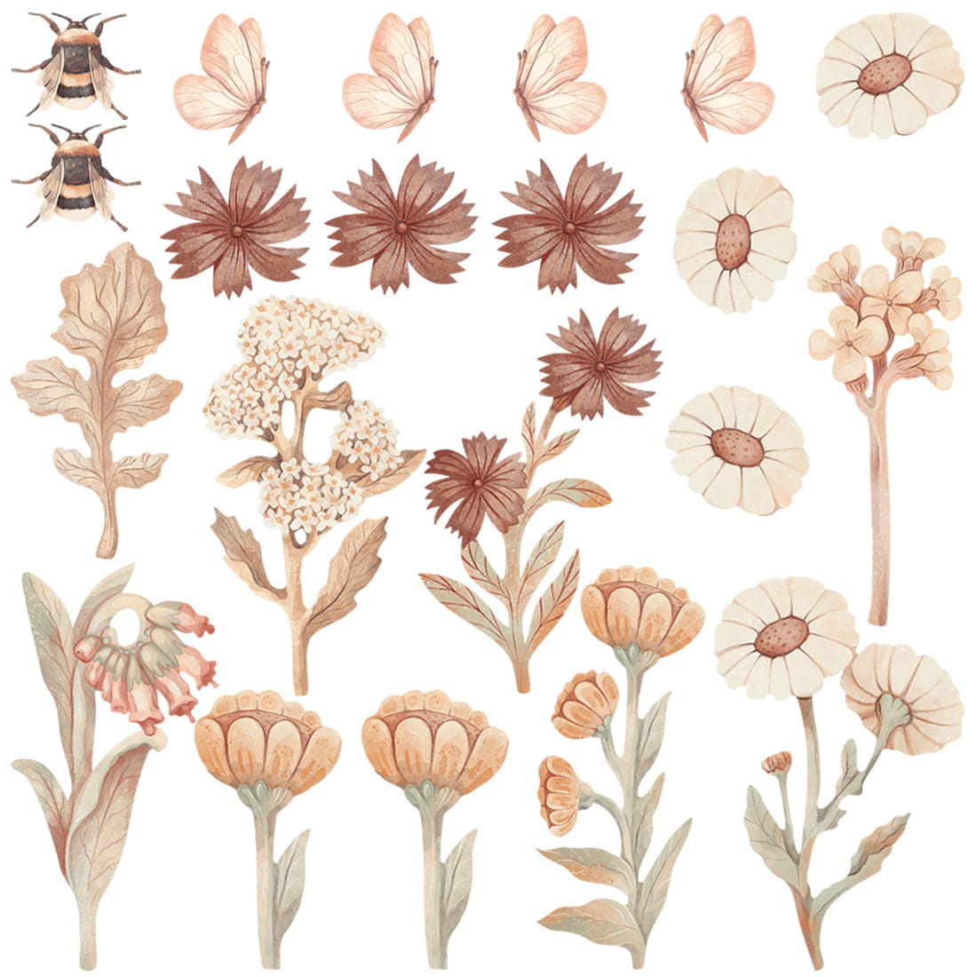 Pastelowe Love, Seinätarra Setti, Flowers Boho 2