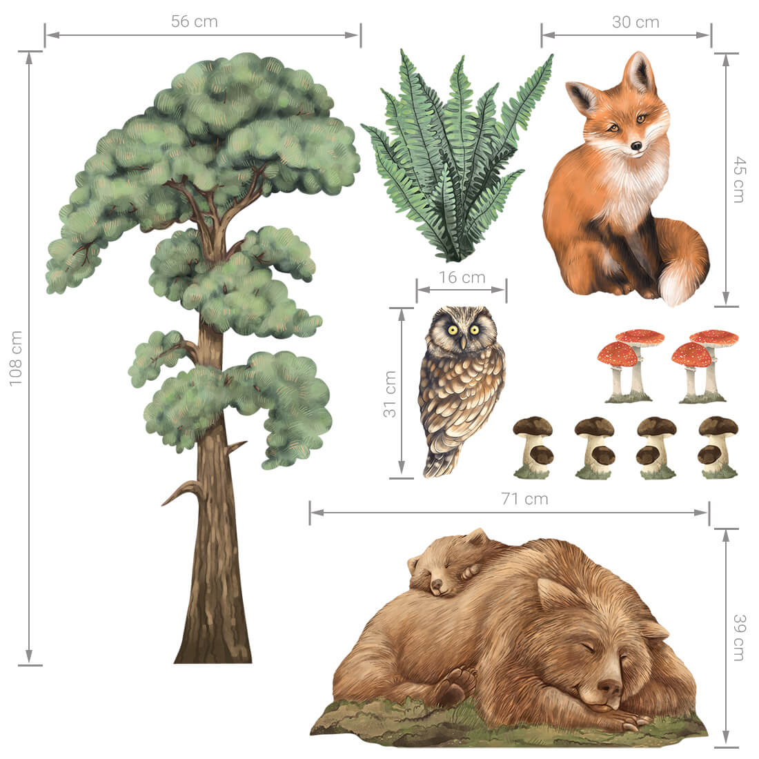 Pastelowe Love, Seinätarra Setti, Forest Animals 1