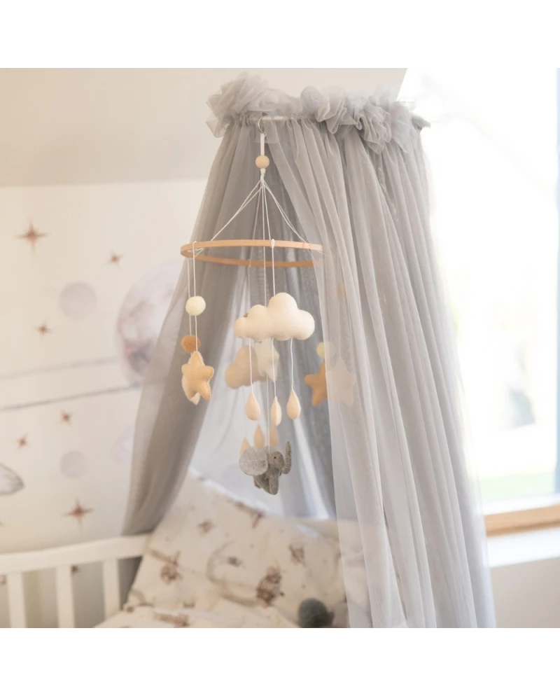 Waldin, Vuodekatos Pinnasängylle 7-in-1, Grey Tulle