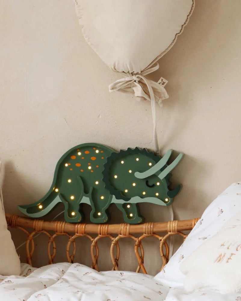 Små ljus, nattlampa, dinosaurie, triceratops, militärgrön