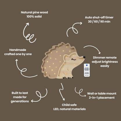 Little Lights Night Light, Hedgehog Autumn Brown