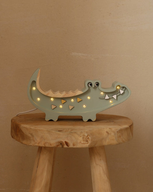 Little Lights Night Light Crocodile, Pastell Khaki
