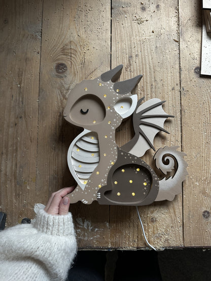 Little Lights Night light, Baby Dragon, Tiramisu Brown