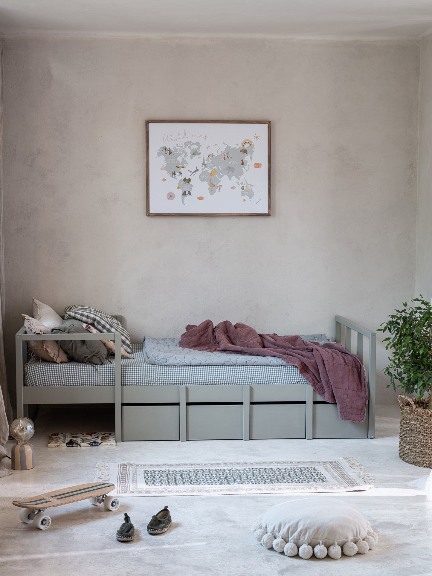 Wood Luck Design, Säng &amp; Förvaring 90x200 cm, Tweens Eukalyptus