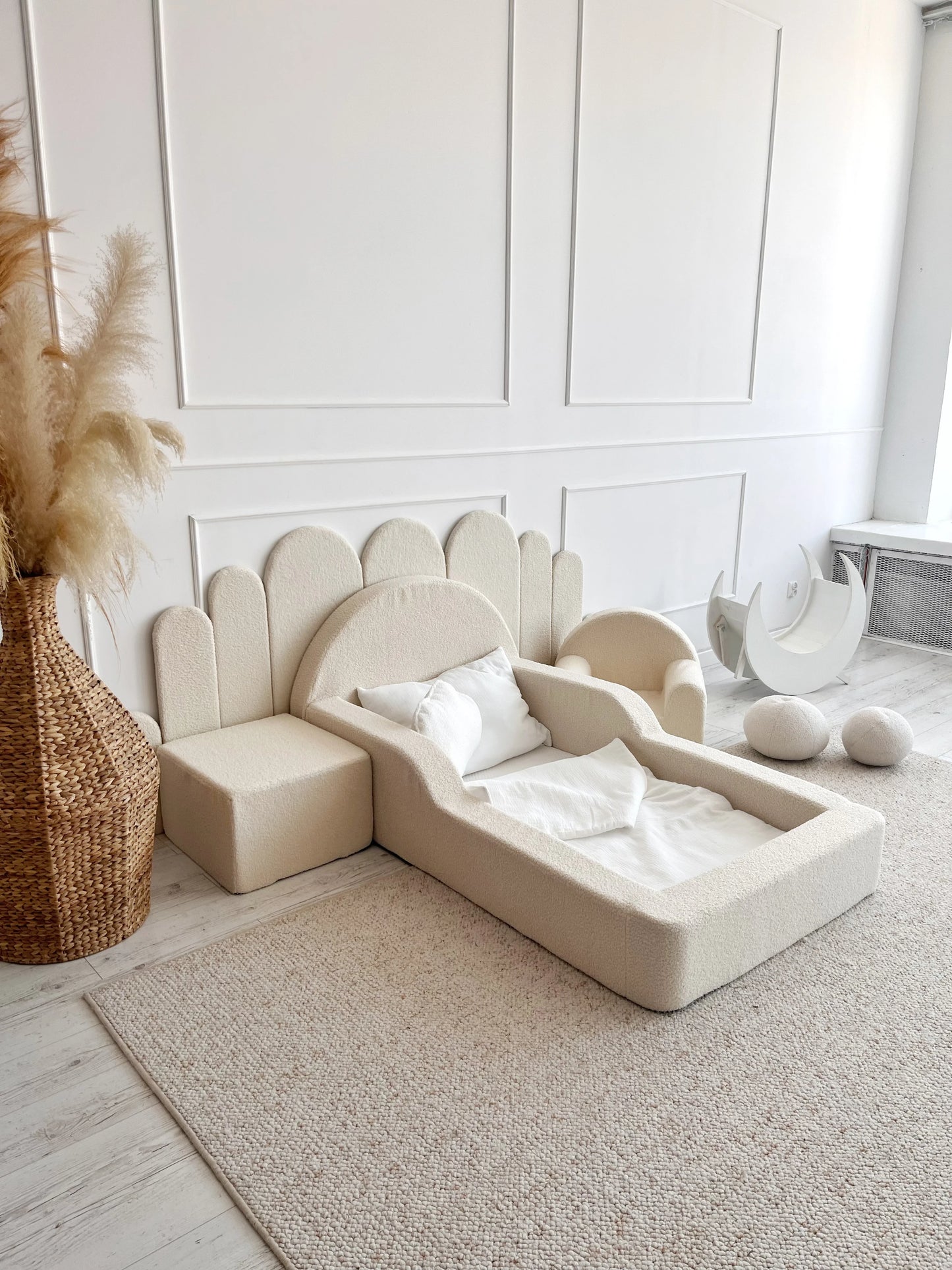 Monio, Montessori Juniorisänky&Patja 70 x 140, Boucle Cream