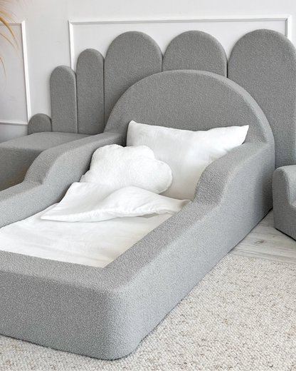 Monio, Montessori Juniorisänky&Patja 70 x 140, Boucle Grey