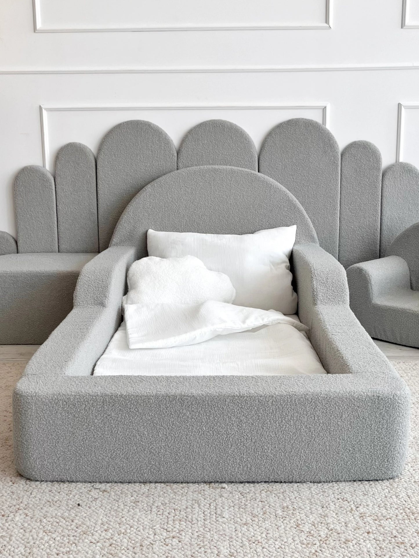Monio, Montessori Juniorisänky&Patja 70 x 140, Boucle Grey
