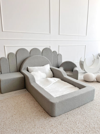 Monio, Montessori Juniorisänky&Patja 70 x 140, Boucle Grey