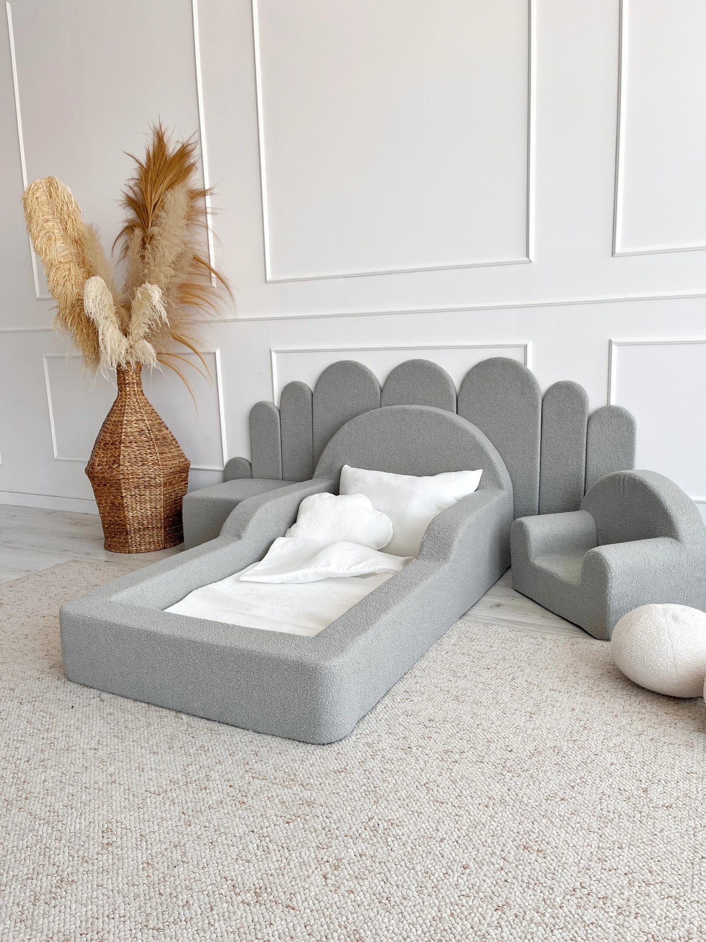 Monio, Montessori Juniorisänky&Patja 70 x 140, Boucle Grey
