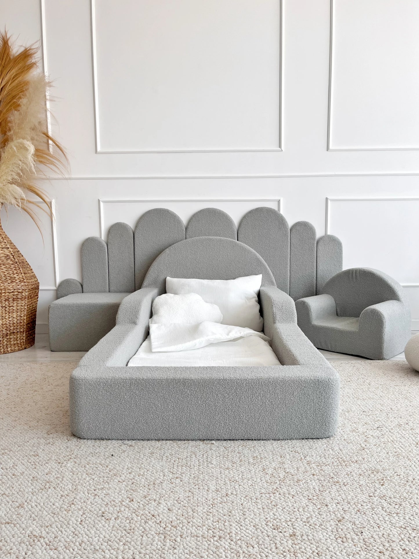 Monio, Montessori Juniorisänky&Patja 70 x 140, Boucle Grey