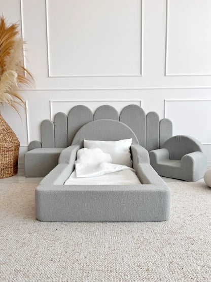 Monio, Montessori Juniorisänky&Patja 70 x 140, Boucle Grey