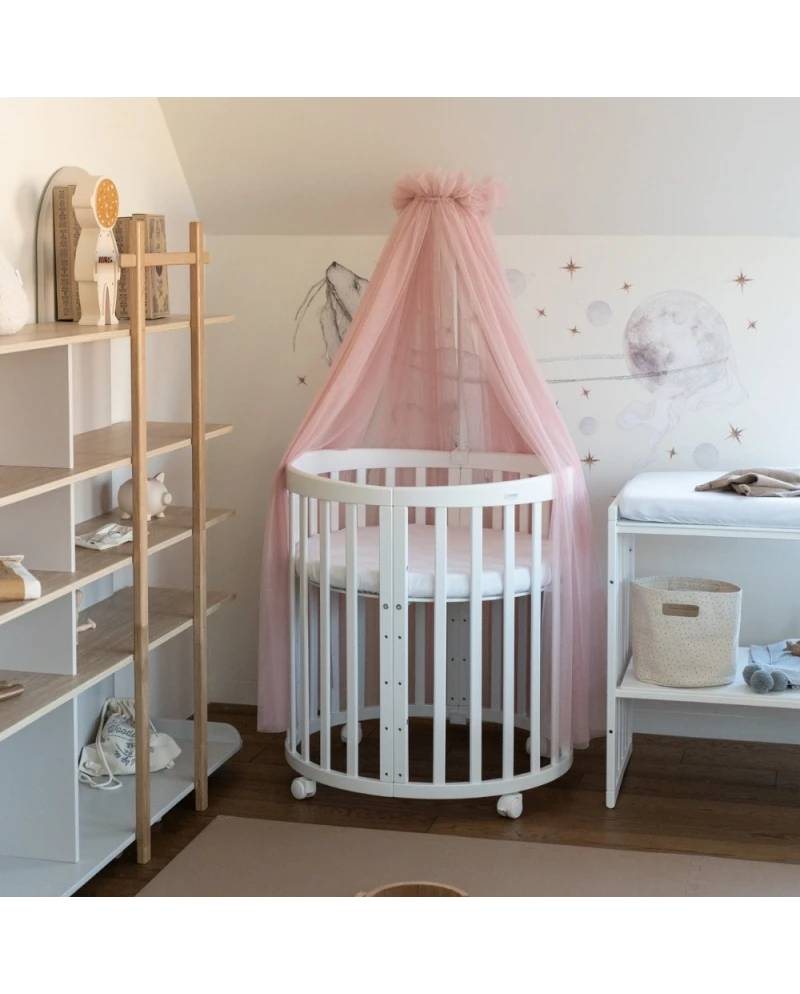 Waldin, Vuodekatos Pinnasängylle 7-in-1, Rose Tulle