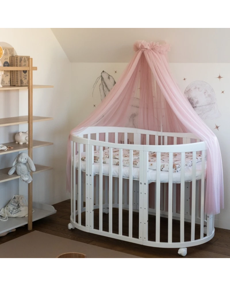 Waldin, Vuodekatos Pinnasängylle 7-in-1, Rose Tulle