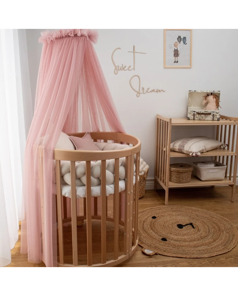 Waldin, Vuodekatos Pinnasängylle 7-in-1, Rose Tulle