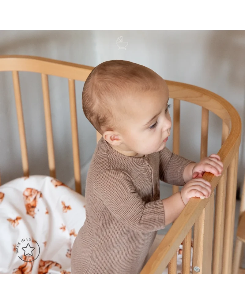 Waldin, Cot 7in1 + Mattress, Natural Wood