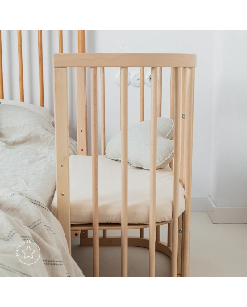 Waldin, Cot 7in1 + Mattress, Natural Wood