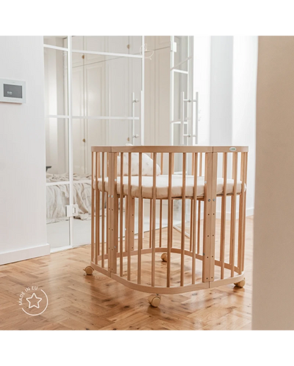 Waldin, Cot 7in1 + Mattress, Natural Wood