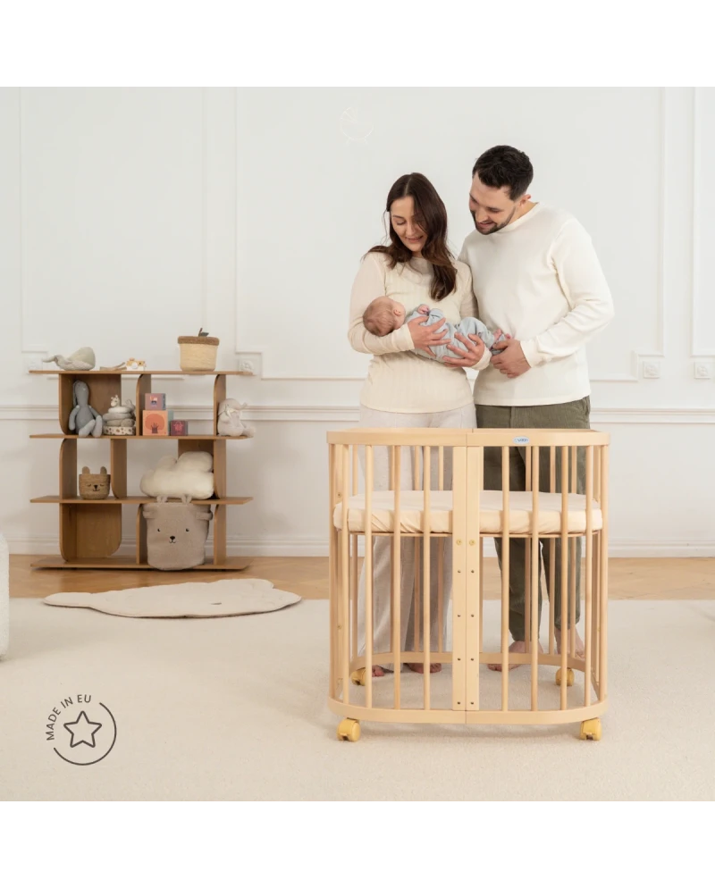 Waldin, Cot 7in1 + Mattress, Natural Wood