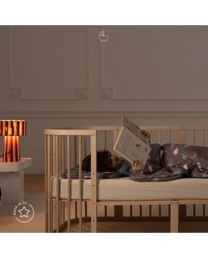 Waldin, Cot 7in1 + Mattress, Natural Wood