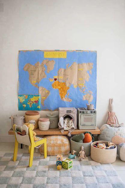 Little Chefs, Washable Mat, Kitchen Tiles Blue Sage, (Various sizes)