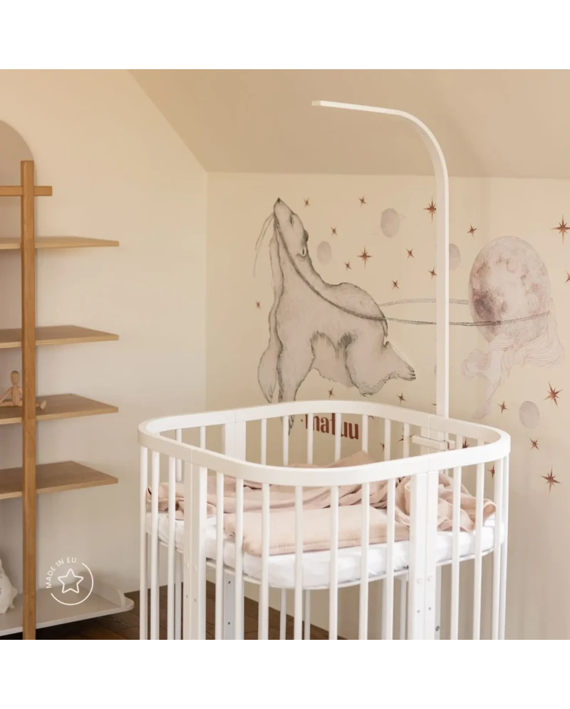 Waldin, Oval Cot 7in1 + Mattress, White