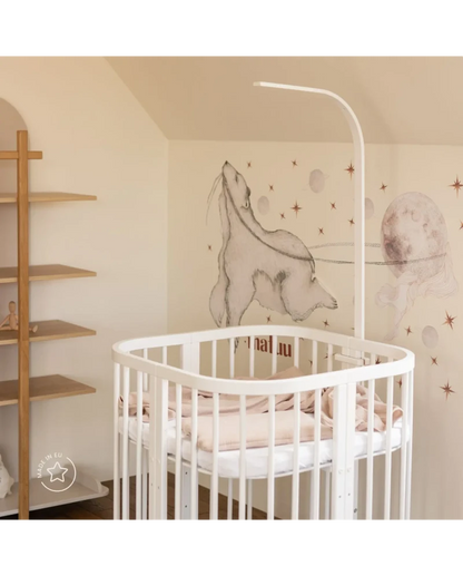 Waldin, Oval Cot 7in1 + Mattress, White