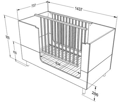 Wood Luck Design, Cot &amp; Junior Bed 2 IN 1, 70x140 cm, Truffle
