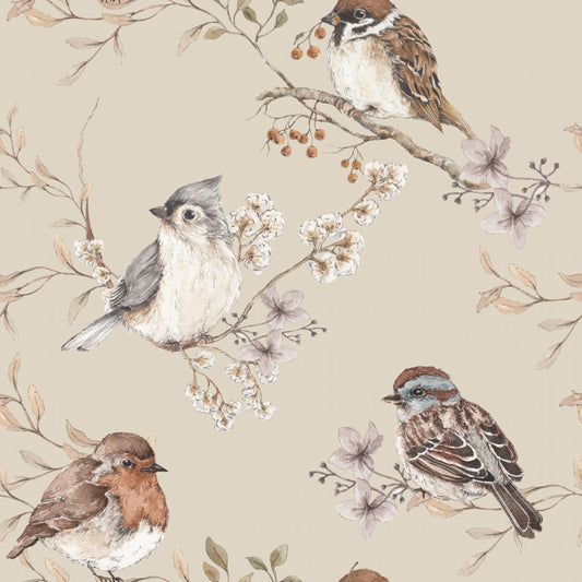 Birds Beige, Wallpaper