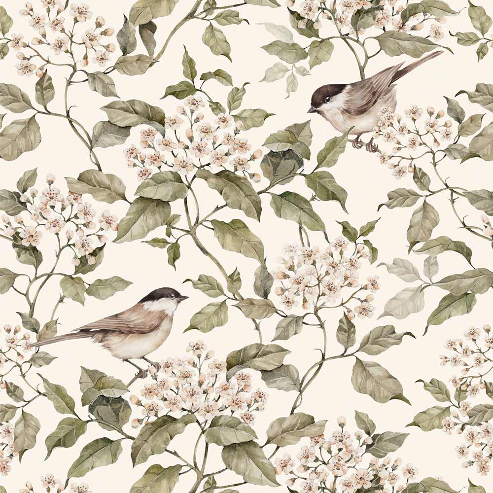 Birds and Beige Spring, Wallpaper