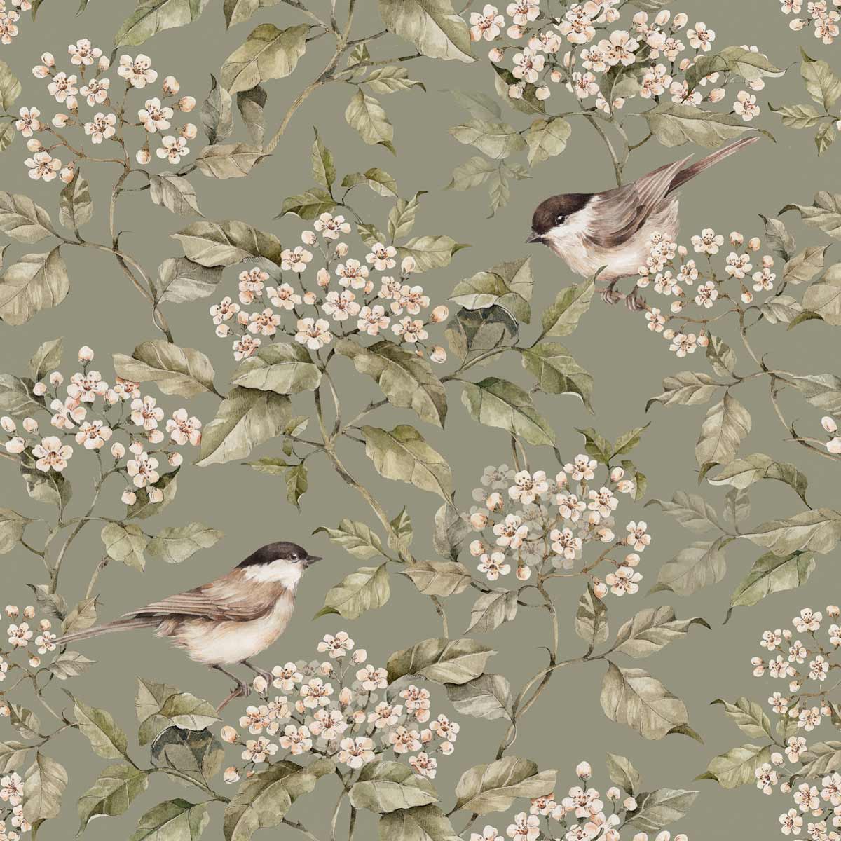 Birds and Green Spring, Wallpaper