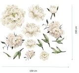 Seinätarra XL 150x150, White Peonies