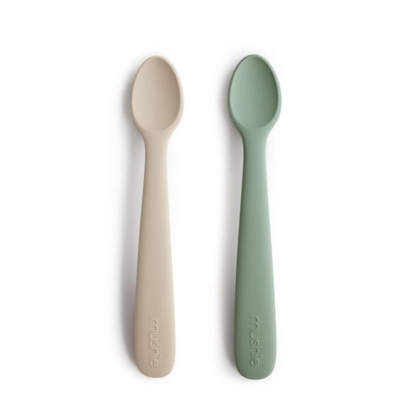 Mushie Silikoni Lusikkasetti 2kpl,  Cambridge Blue/Shifting Sand