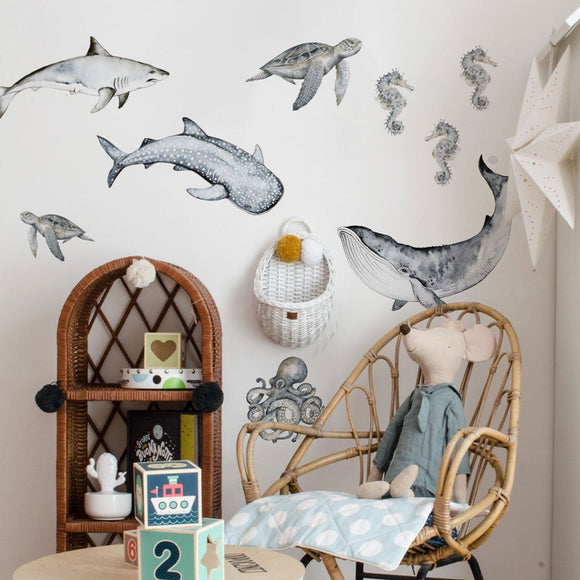 Seinätarra Setti 100x100 cm, Happy Ocean Wonderland Set