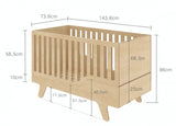 Nuki Pinnasänky 2 IN 1, Dream Crib Natural