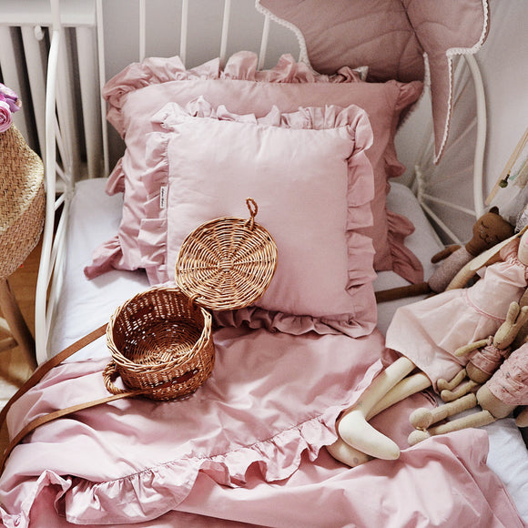 Pussilakanasetti 100x135, Dirty Pink With Frill