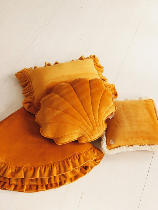 Moi Mili Decorative Pillow Medium, Soft Velvet Shell "Mustard"