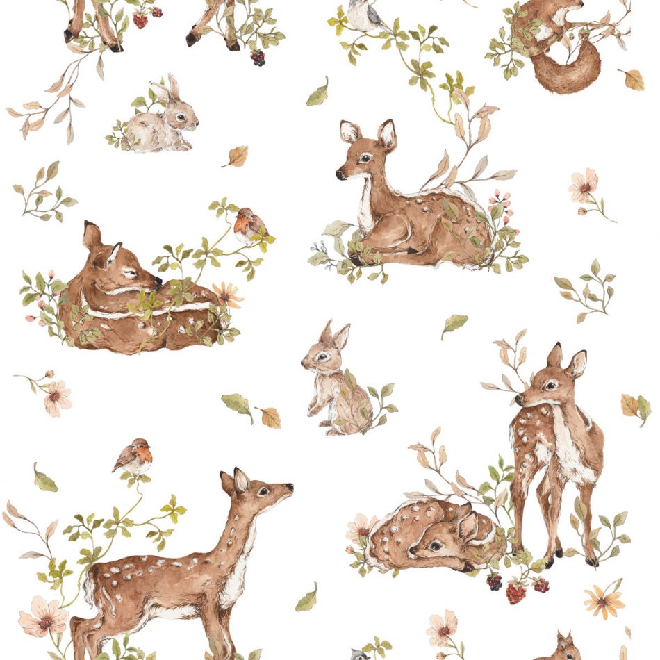 Deer Meadow White, Wallpaper
